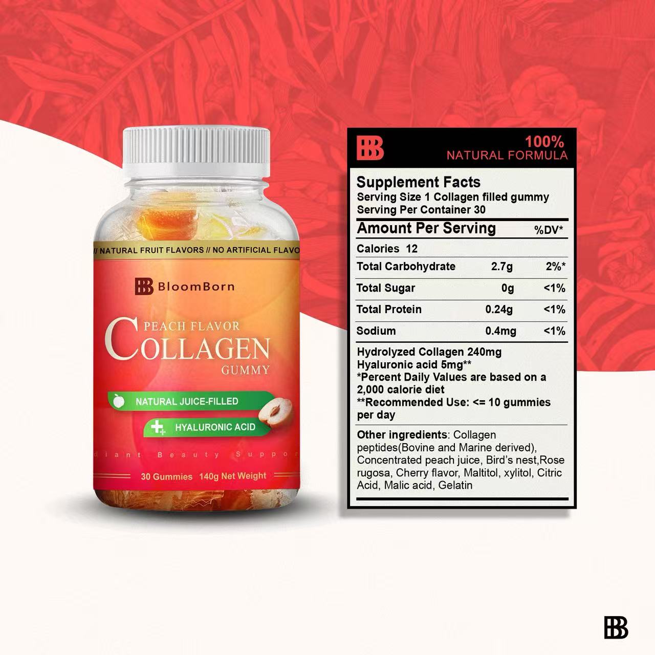 Peach flavor collagen gummy